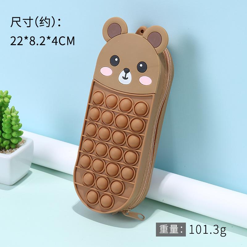Cartoon Silicone Pencil Case Pop It Fidget Toy Stress Relief Multifunctional Stationery