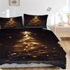 3pc Golden Christmas Tree Light-Up Bedding Set-Festive Decoration for Bedroom,Guest Room,Living Room & Hotel 1154a