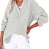 Spring and Autumn pleated button long sleeved solid color top women's shirt loose pure cotton pullover