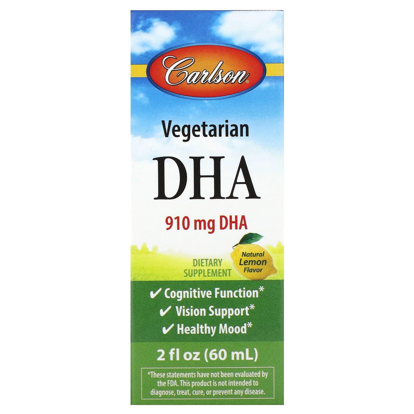 

Plant-Based Dha, Natural Lemon Flavor, 910Mg, 60Ml (2Fl Oz)