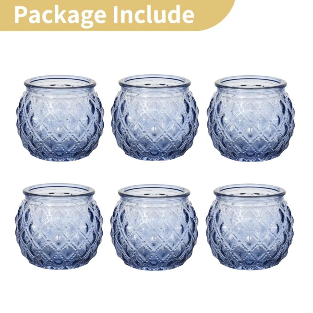 6/12Pcs Votive Glass Candle Holders Round Tea Light Candlestick Flameless LED Tea Light Holder for Wedding Home Table Decor