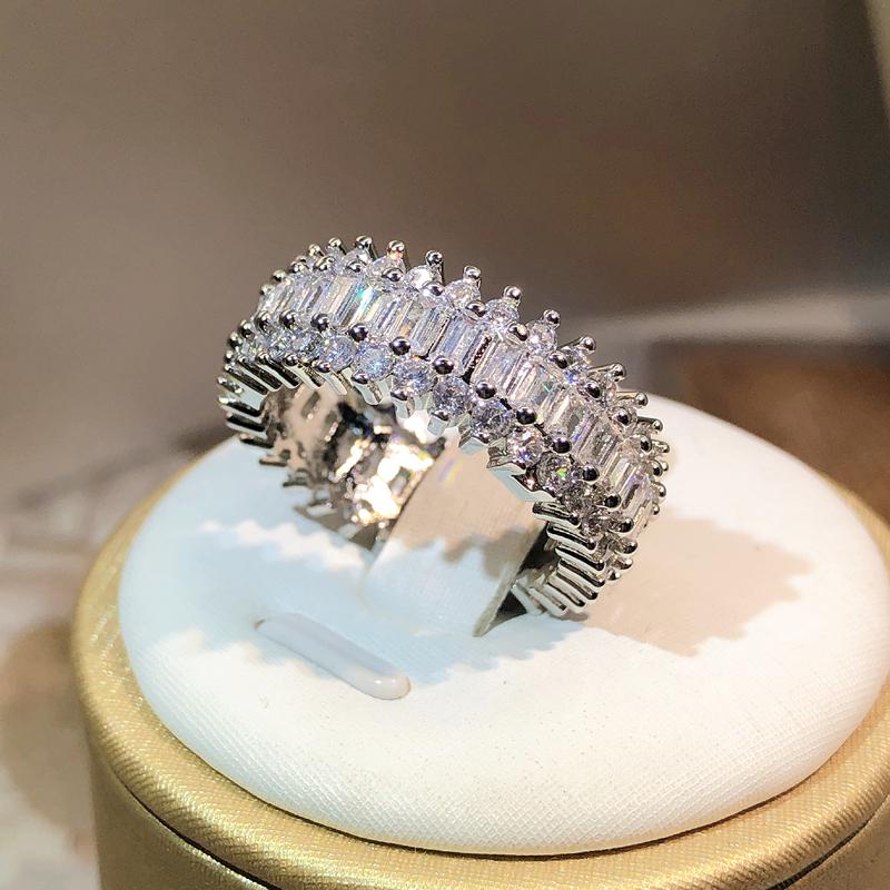 Unique Brand New Luxury Jewelry  Sterling Copper Marquise Cut White AAAAA Cubic Zircon Women Wedding Bridal Ring Gift