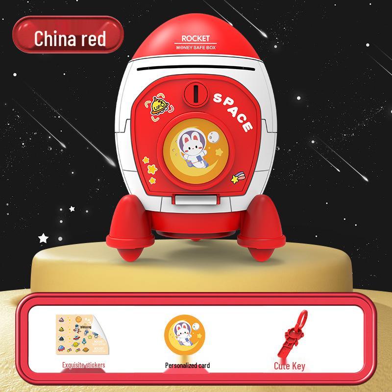 Super Cute Astronaut Money Box: Cartoon Style Rocket Savings Jar for Kids 13x13x19