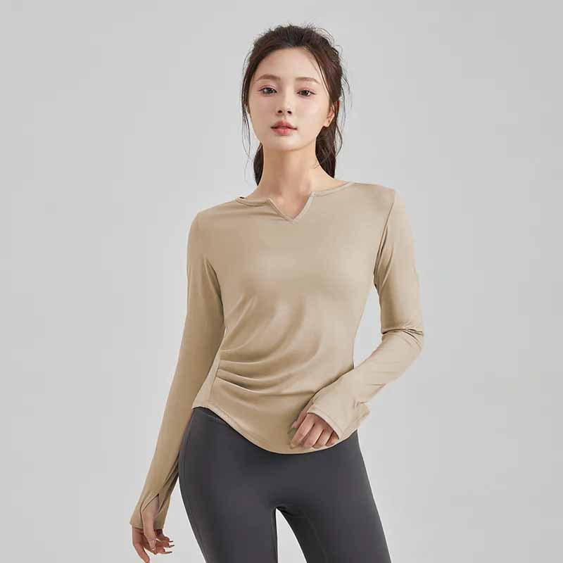 Slimming Yoga Suit Set: Women's V-Neck Quick-Dry Sports Top & Tight Training Pants