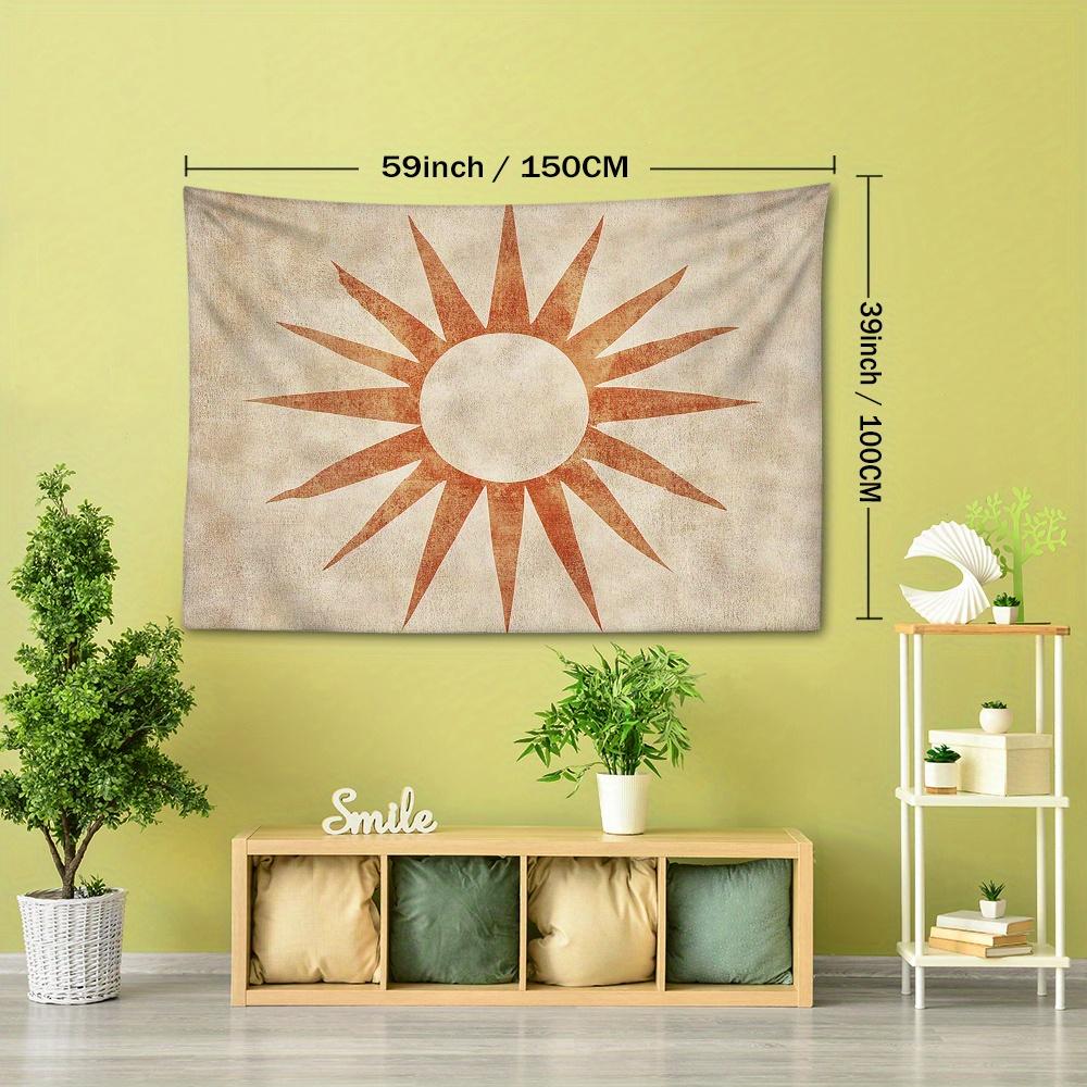 1pc Vintage Sun Pattern Print Tapestry Warm Artistic Home Decor Wall Hanging Bohemian Living Room Bedroom Decoration Holiday Gift with Installation Pa