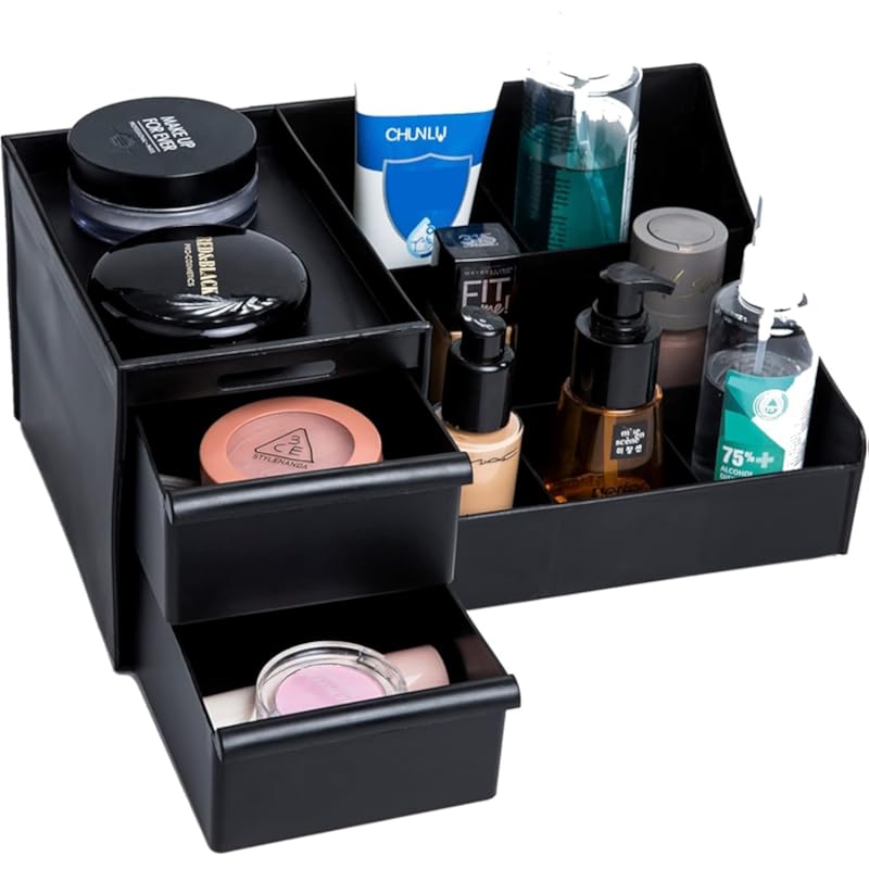 Ucravo Skin Care Organizer, Makeup Desk Organizer With Drawers, Countertop Organizer For Cosmetics, Vanity Brush With Ho