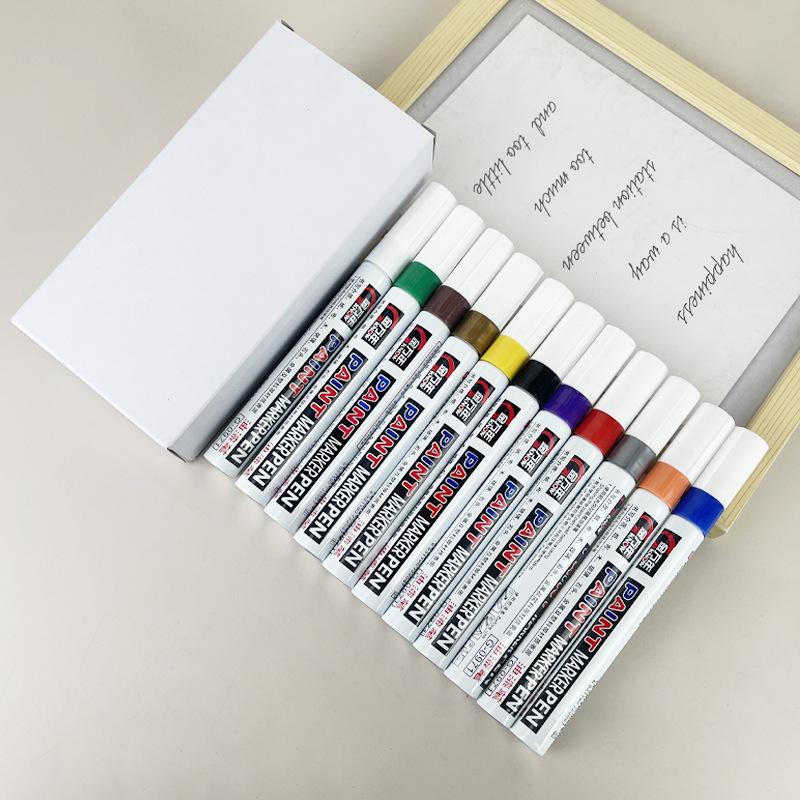 12-Color Oil-Based Paint Markers - Large Round Tip for Construction, Graffiti, Tombstone, & Metal Touch-Ups Jinwanian