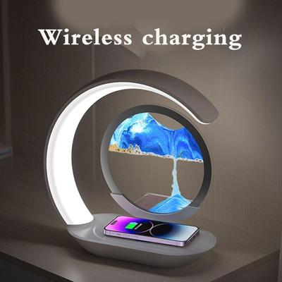 Wireless Charger Moving Sand Lamp Decor Magnetic Charger For Office Bedroom Table Night Bathroom Home Sensory Meditation
