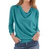 Womens Draped Cowl Neck Shirts Casual Long Sleeve Loose  Pullover Tops
