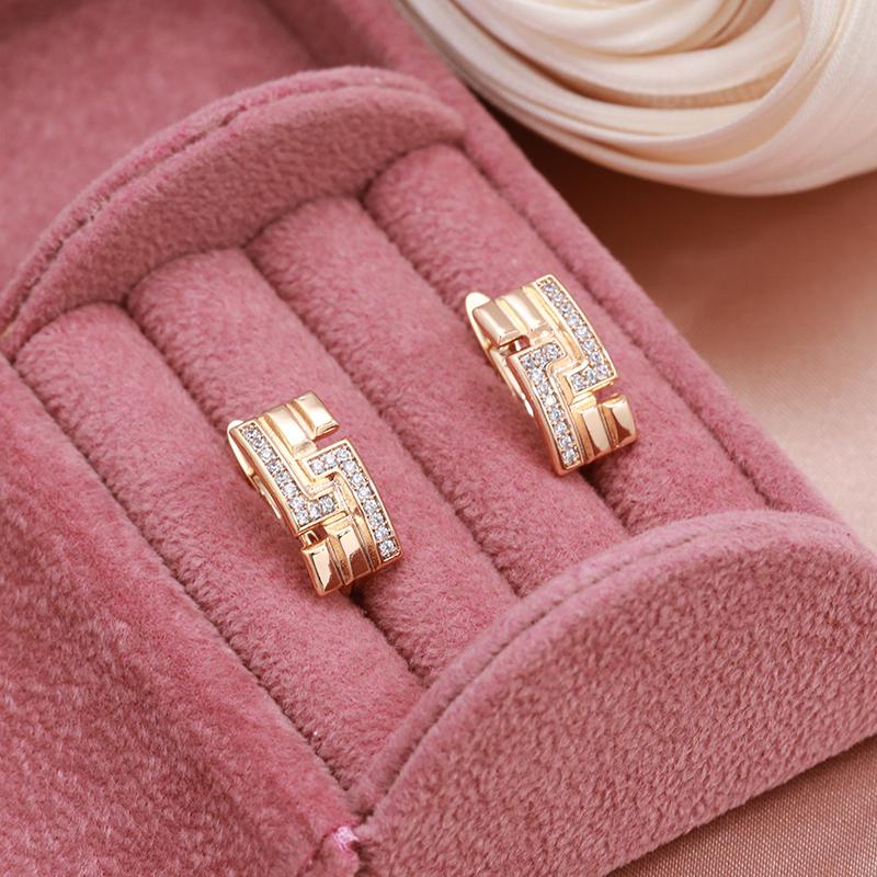 Kinel Carving Rose Gold Color Drop Earrings For Women Vintage Natural Zircon Fine Jewelry