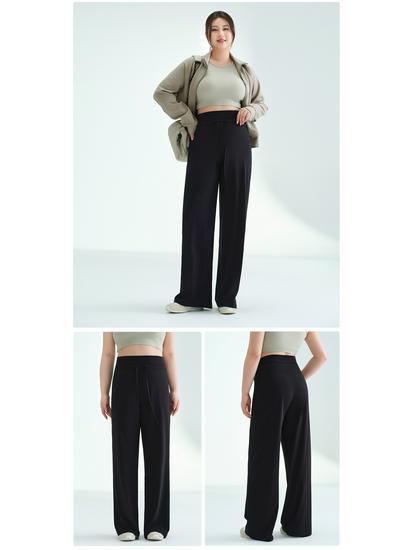 Women's Fleece-Lined Wide-Leg Sports Pants: Loose Fit, Plus Size (up to 220 Jin), Perfect for Running, Yoga, and Fitness.