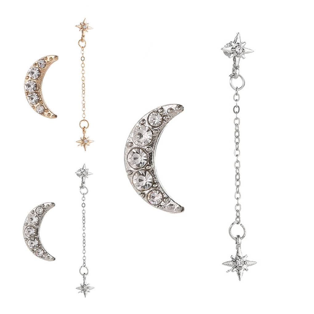 1 Pair Bohemian Style Irregular Moon Star Earrings Women Girls Alloy Stylish Earring Fashion Personality Ear Studs