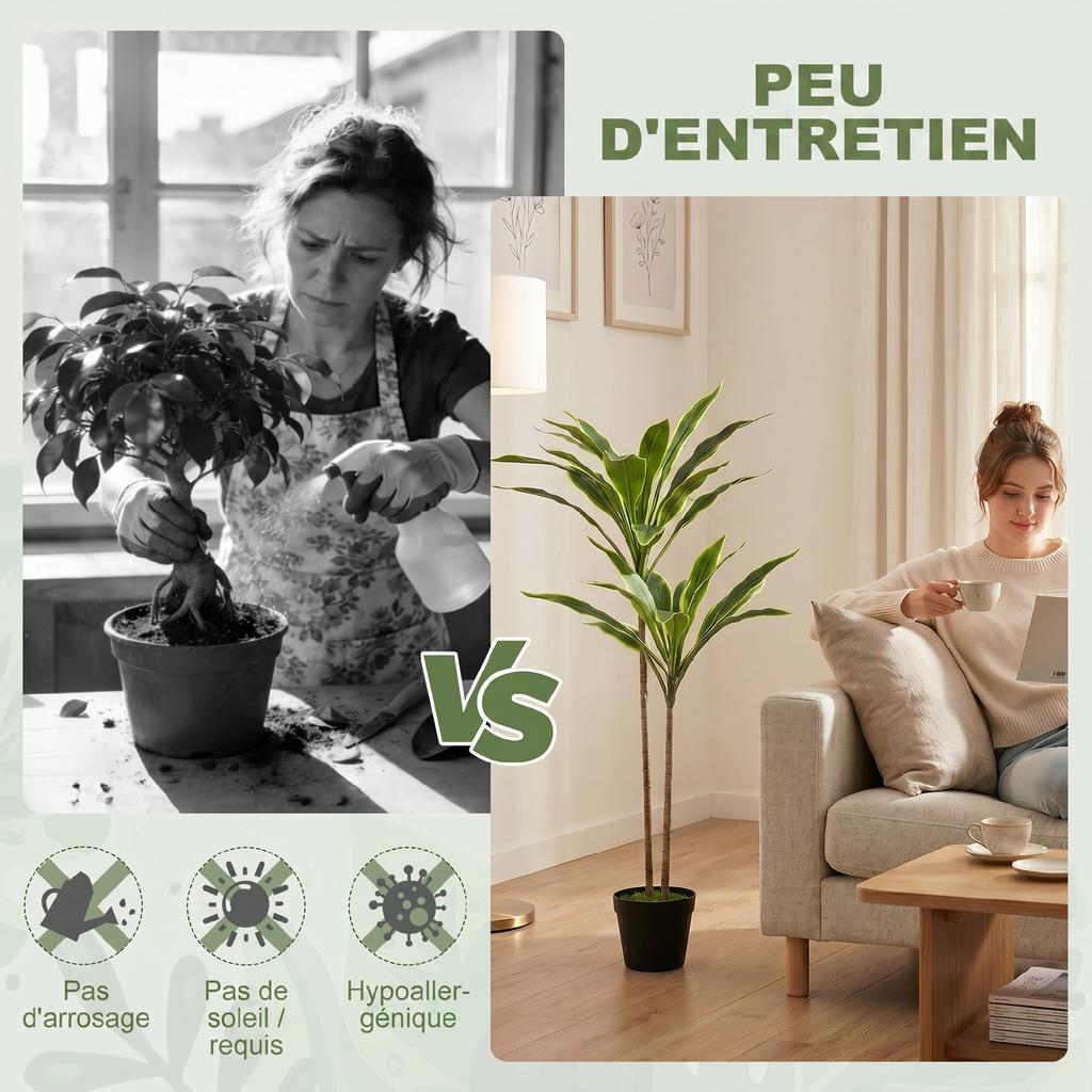 Artificial Cordyline Tree in Pot, 90 cm, 29 Leaves, PEVA