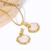 Fashion 18K Gold Plated Inlay Zircon Shell With Star Pendants For Necklace Making,Natural Shell Charms DIY Handmade Jewelry