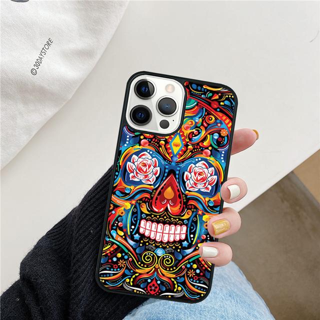 Mexican Skull Flower Coque Shell For iPhone 17 Air 15 16e 14 13 12 Pro Max 11 Pro Max Plus Phone Case Cover