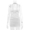 Summer Women's Dress V-Neck Hanging Neck Backless Strapless Sexy Simple Pleated Dresses