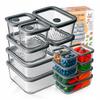 Modular Glass Containers (7 Pcs) - 2X 310 Ml + 2X 520 Ml + 1X 750 Ml + 1X 1200 Ml + 1X 1700 Ml With Glass Lids