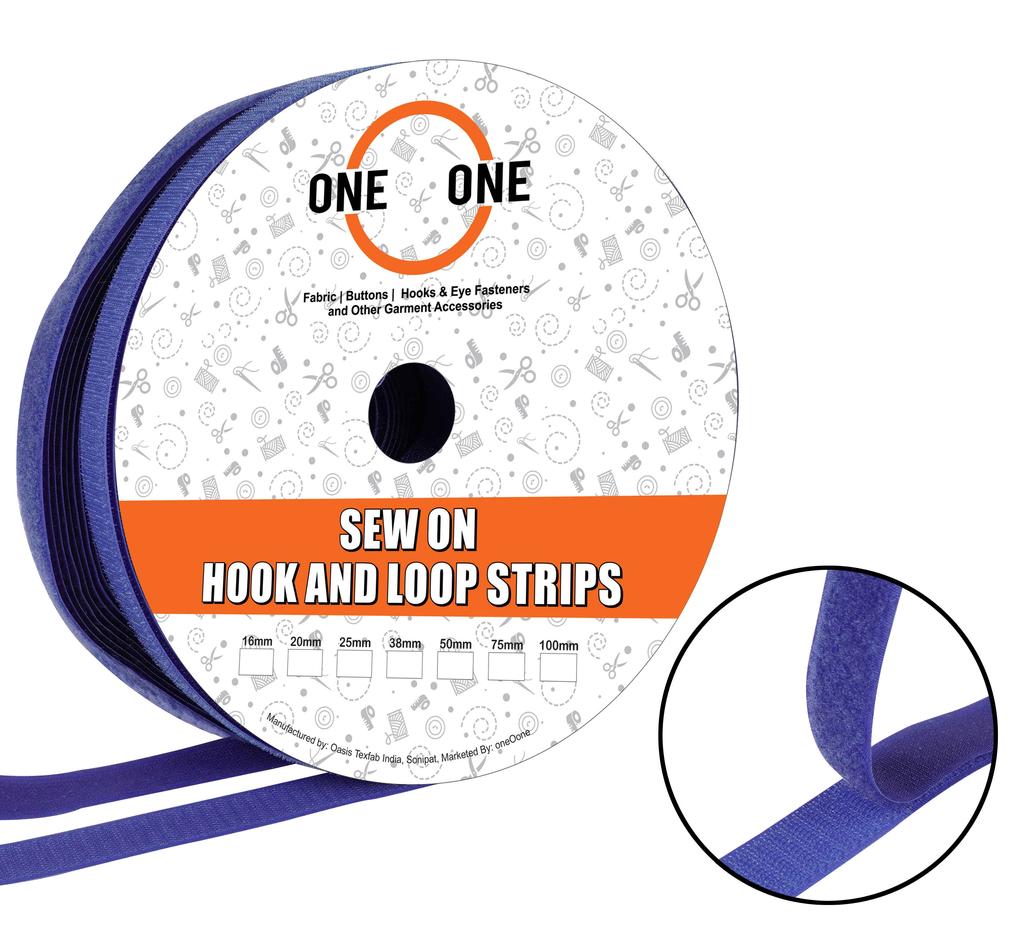 oneOone Sew On Hook and Loop Fabric Fastener Strips Non Adhesive Back Nylon Strips Fabric Fastener Non-Adhesive Interlocking Tape Brown- 25