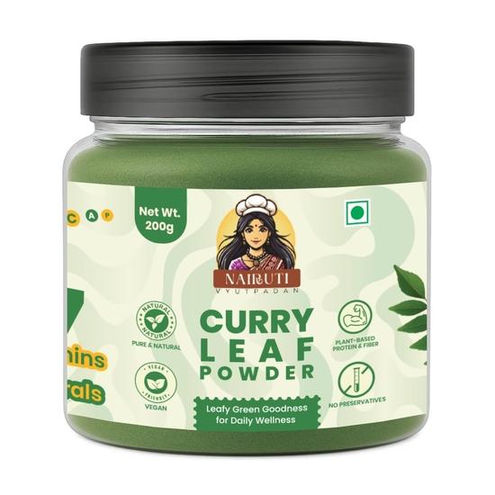 Nairuti Vyutpadan Curry Leaf Powder 200g | Pure Dehydrated Karivepaku/Curry Patta Powder | For Cooking, Hair & Health | No Preservatives, No Additives 200GM