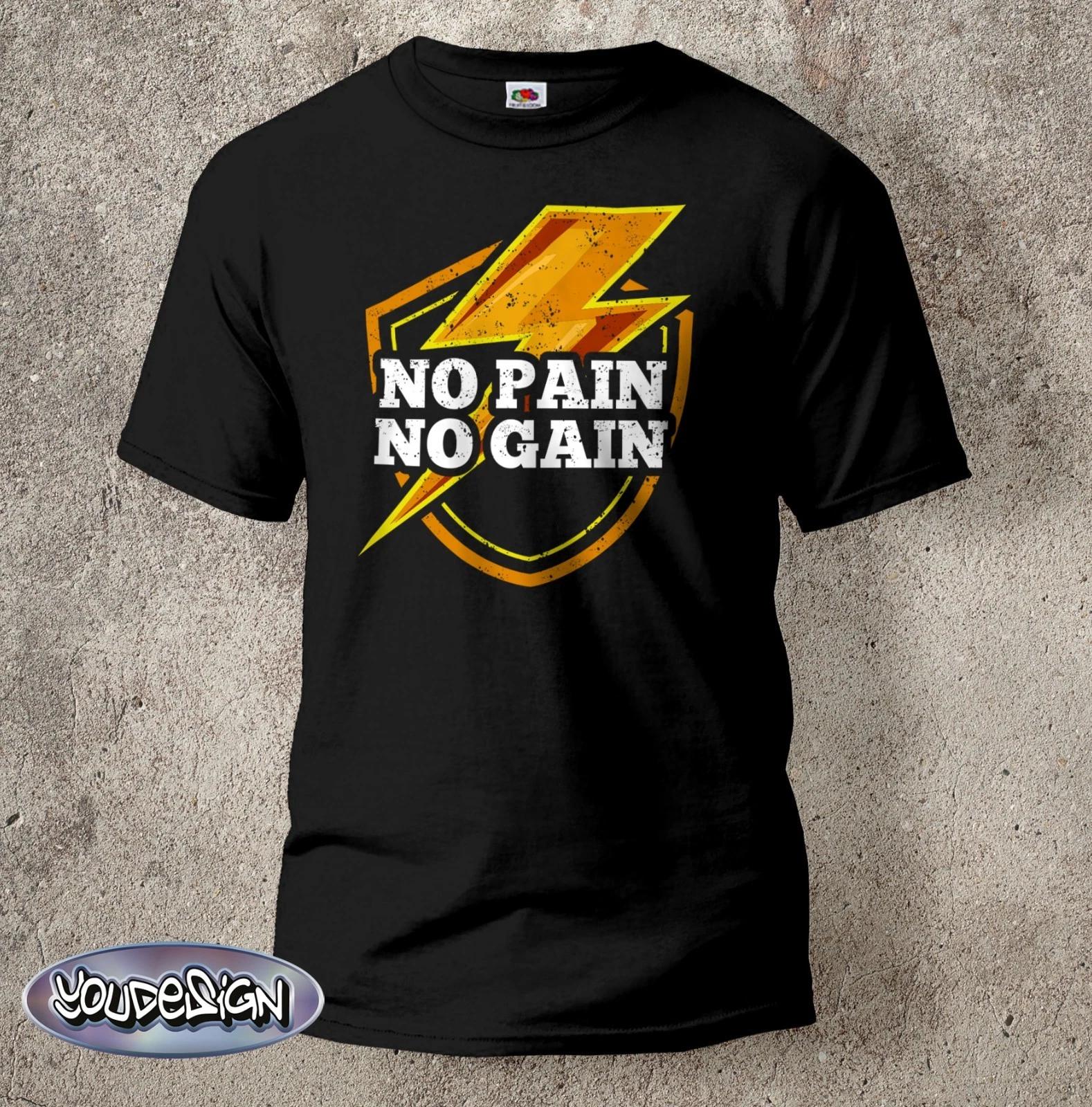 No Pain No Gain Shirt Fitness T-Shirt Bodybuilding Statement Gift S-5XL XL
