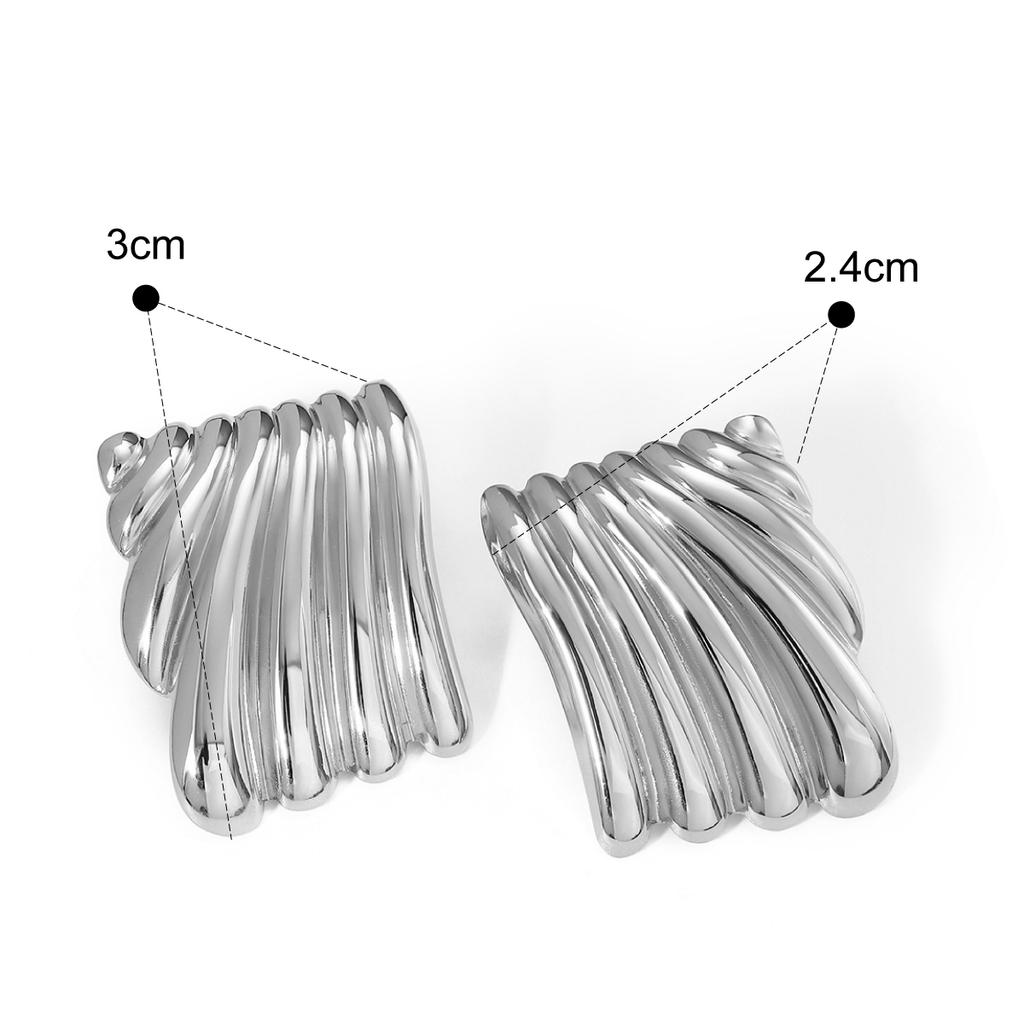 New Stylish Stainless Steel Water Wave Stripe Stud Earrings High Quality Gold Plated Earrings Jewelry Waterproof