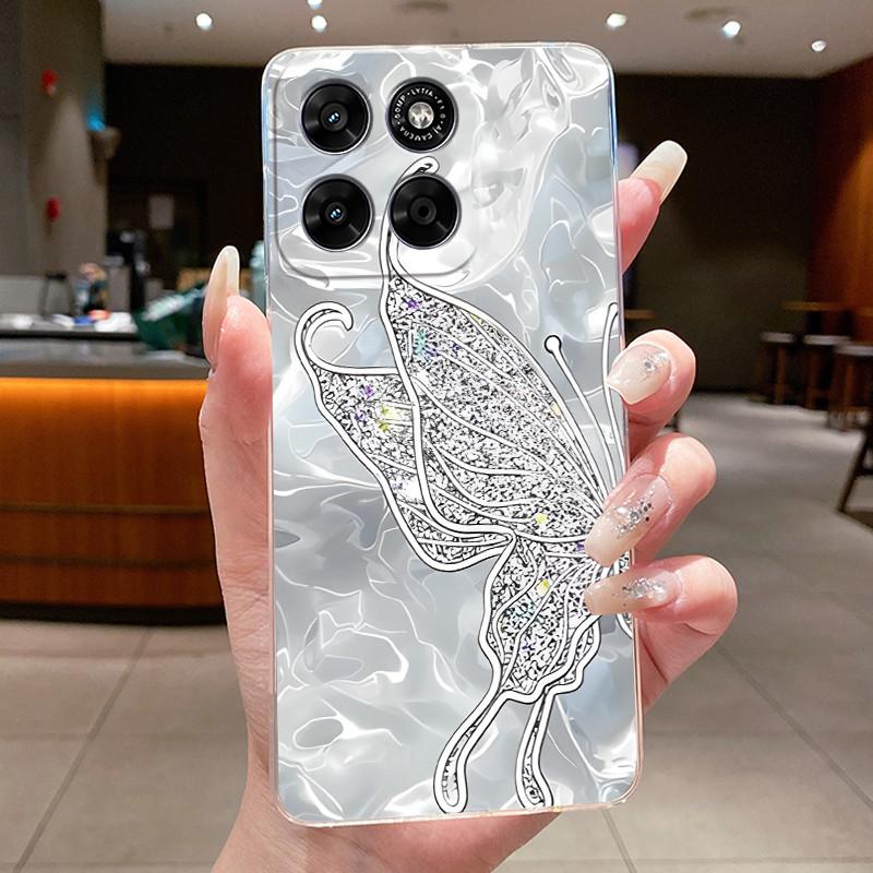 Phone Case For Motorola Moto G67 / Moto G77 Capa Coque Butterfly Bow Protective Casing Transparent Soft Silicone TPU Cover Funda