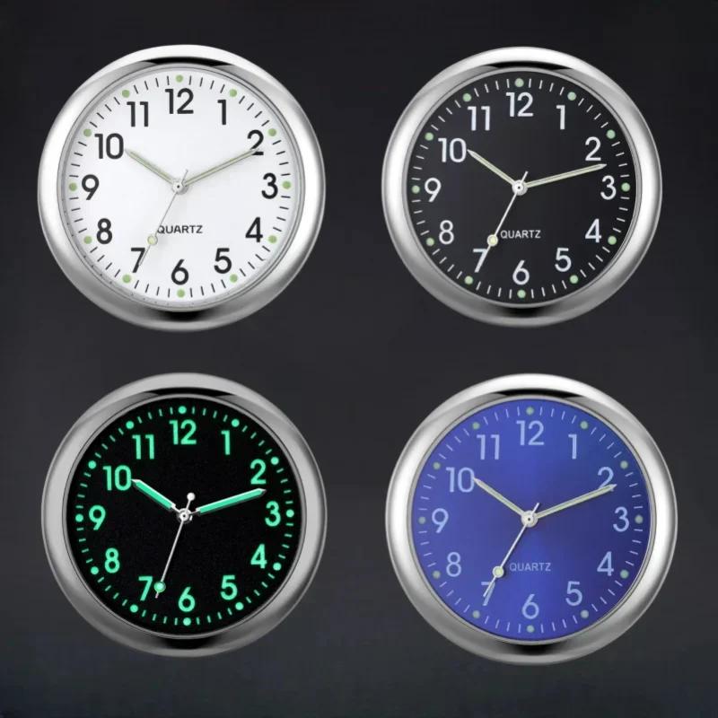 Mini Car Dashboard Clock Luminous Digital Watch Universal Stick-on Quartz Clock Auto Interior Ornament Car Accessories