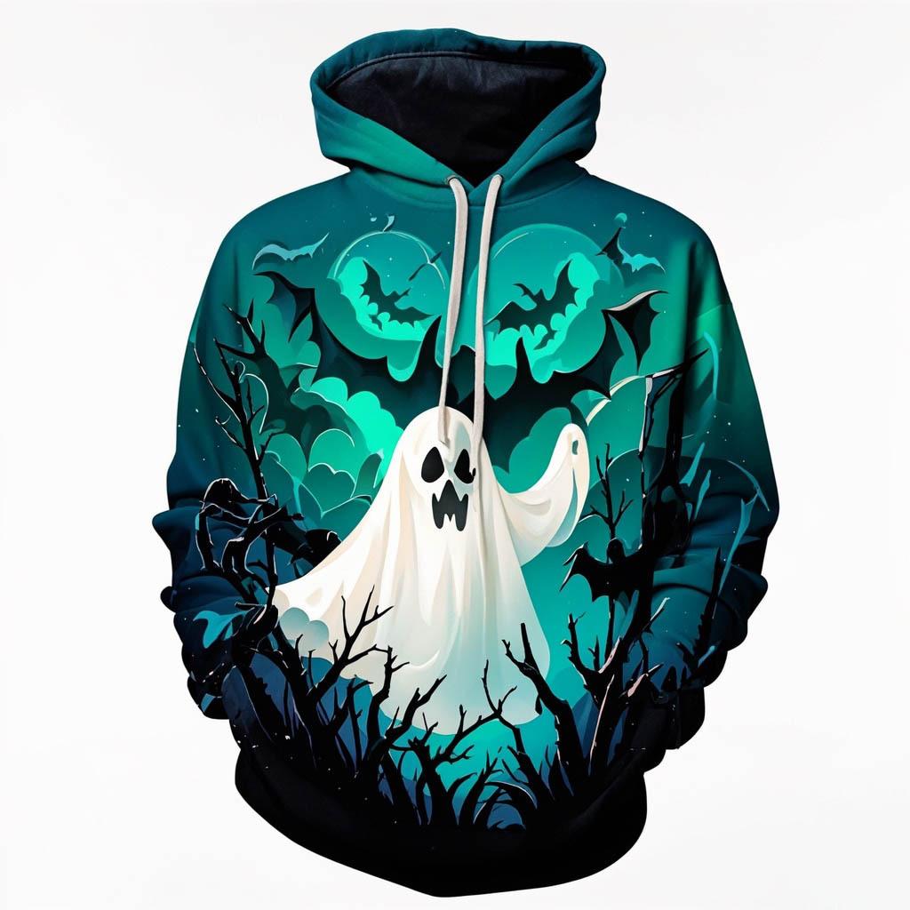 Autumn 3D Pumpkin Ghost Printed Hoodies Fashionable Casual Sports Long Sleeved Men's Hooded Sweatshirts