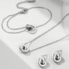 Yupsk 4Pcs/Set Stainless Steel Circles Roman Numbers Necklace Bracelet Earrings for Women Simple Versatile Daily Jewelry