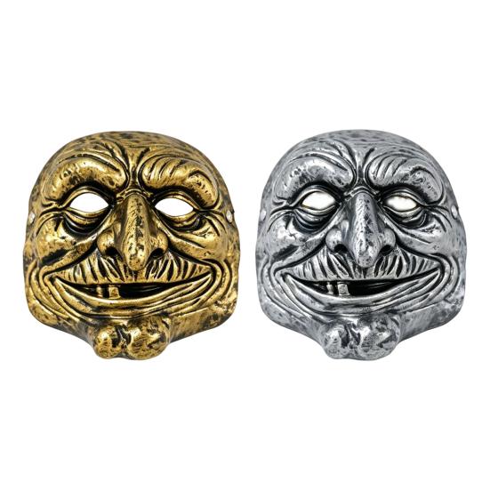 Accessoire d'Halloween Masque de Clown Vintage, Accessoire Effrayant Or Argent Atmosphère Sombre Masque de Fête pour Fête, Costume de Mascarade Effrayant Hanté