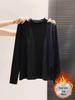 Top Base in Pile con Collo Alto da Donna - Stile Coreano, Manica Lunga, Sottile, Caldo, Ideale per Autunno e Inverno