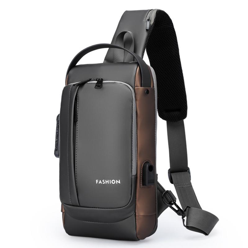 Password Lock Anti-theft USB Men's Bag Men's Chest Bag Casual Sports Travel Backpack Shoulder Crossbody Bag Men Motorcycle Bags