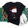 Polyester  100% New Christmas Happy Christmas Tree Santa Claus Casual and Fashionable Round-neck Short-sleeved Women's Base Tops