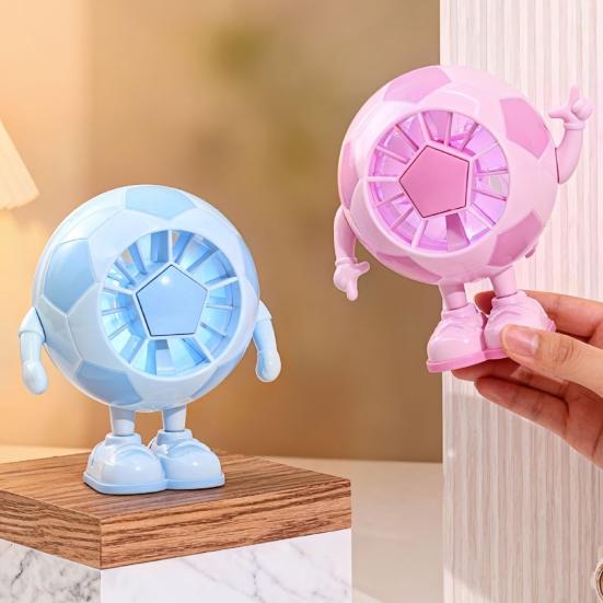 Soccer Hand Fan Football Shape Mini Handheld Fan With Led Light 1 Pc