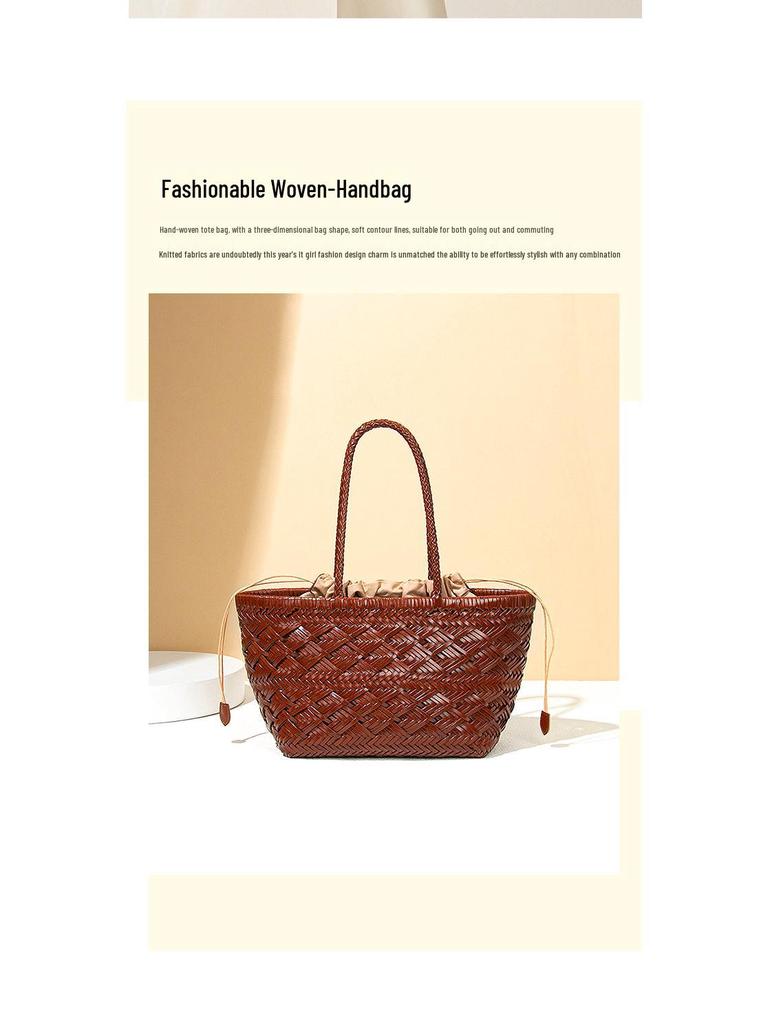 French High-End Woven Basket Handbag