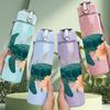 1 PZ Tartaruga Marina con Stampa Floreale 750ml Bottiglia d'Acqua Sportiva in Plastica Colorata Tappo Flip a Cannuccia Antigoccia Adatta per Sport Ufficio Uso Domestico