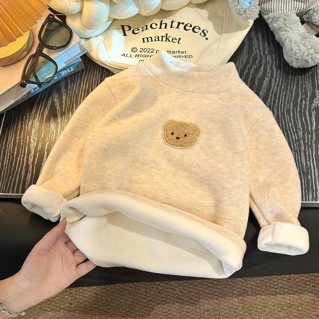 Children's Wool-Silk Koala Fleece Base Layer with Half-High Collar 