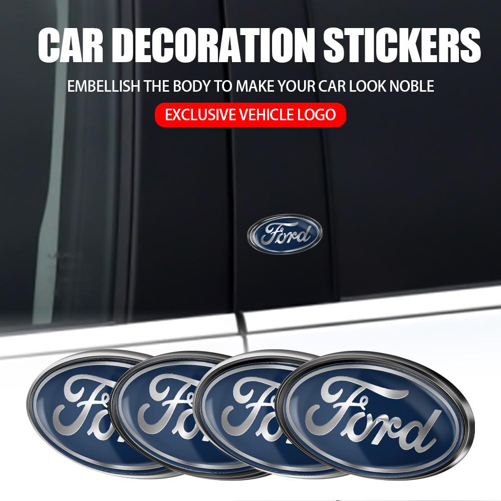 For Ford Focus Kuga Mondeo Smax Fiesta Ranger Mustang Edge ST Aluminum Car Oval Badge Cover Sticker Body Trunk Decor Accessories