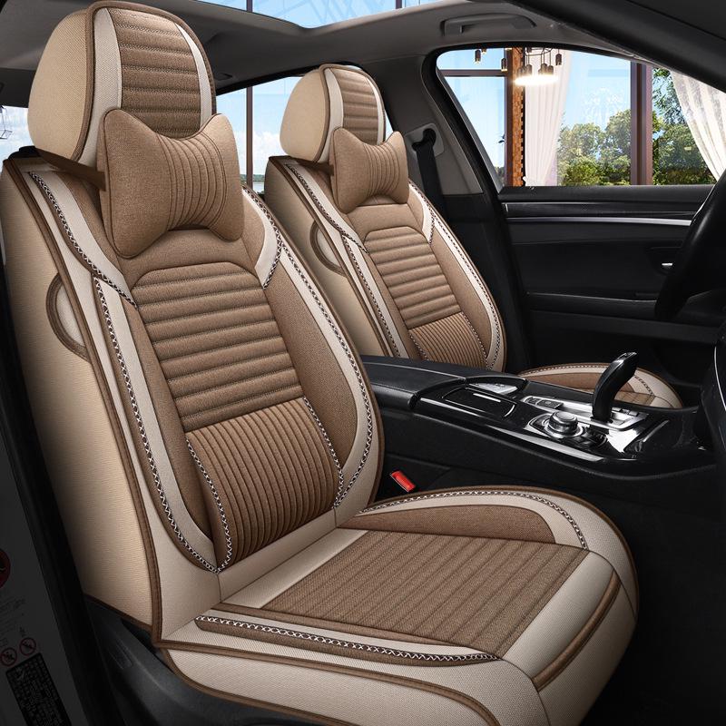 Thickened Linen Car Seat Cushion Cover for Summer