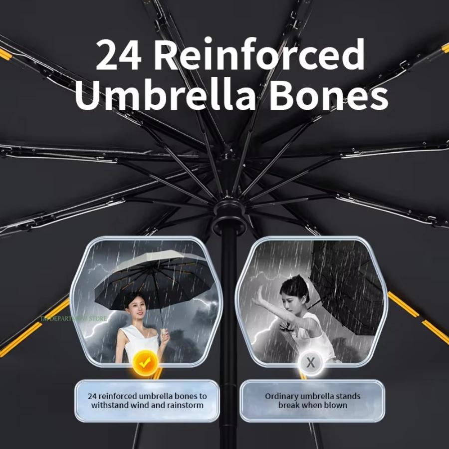 Full-Automatic Umbrella Stormproof for Rain Umbrella Wind Resistant Foldable Umbrella 24 Ribs Large High Quality Umbrella Stand