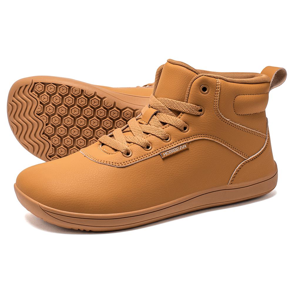HOBIBEAR Mid-Top Blotevoetsschoenen Unisex Brede Teenbox Kunstleer Vetersluiting Buiten Wandelschoenen 44 brown