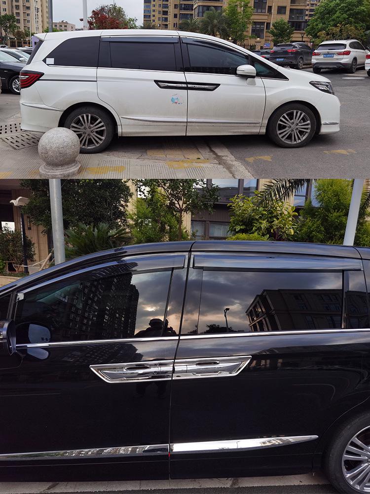 Honda Elysion 2016 Rain Guards: Black Visor Deflectors for Window and Body Modification.