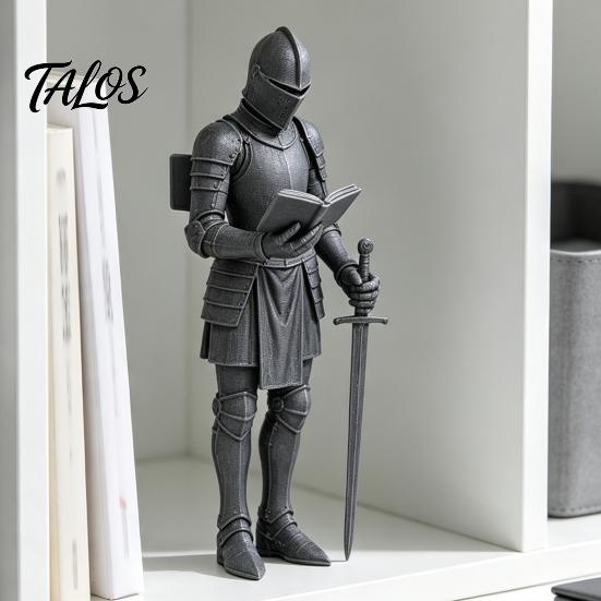 Fantasy Book Nook Figurine Medieval Knight Bookshelf Decor, Armored Bookend Statue, Gothic Library Shelf Decoration, Collectible Action Figure Castle