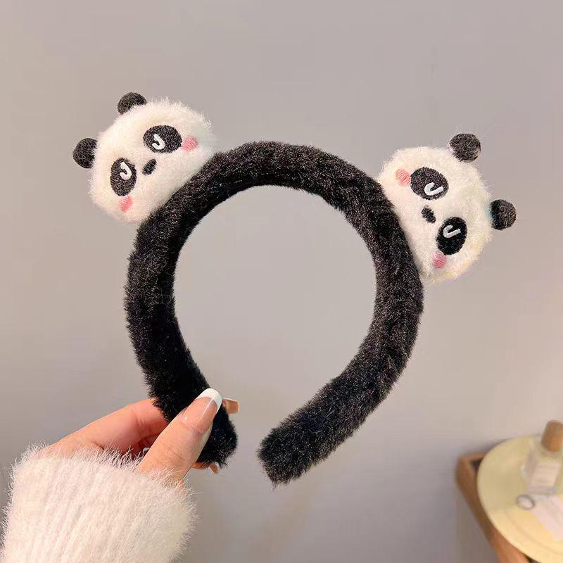 Cute Panda Hair Bands Women Face Wash Special Non-slip Headband Cartoon Plush Wide Edge Headband Girls Hair Accessories