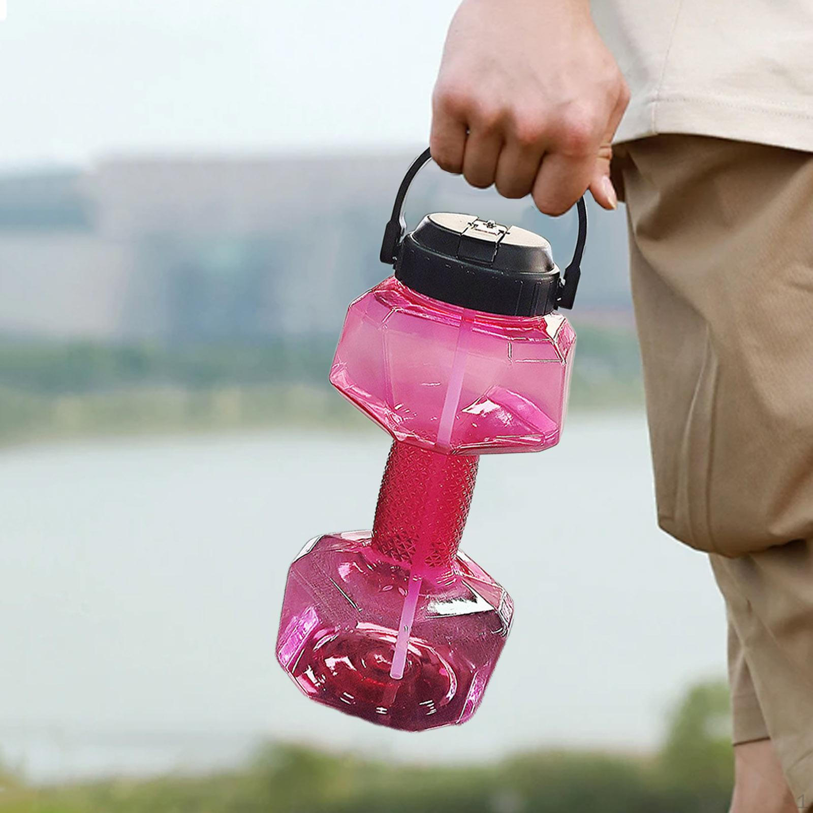 Бутылка для воды в форме гантели, Спортивная бутылка с трубочкой