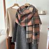 Korean Style Double sided Plaid Scarf for Autumn and Winter Couples and Students Versatile Scarf Japanese Style Sweet Thickened Warm Shawl