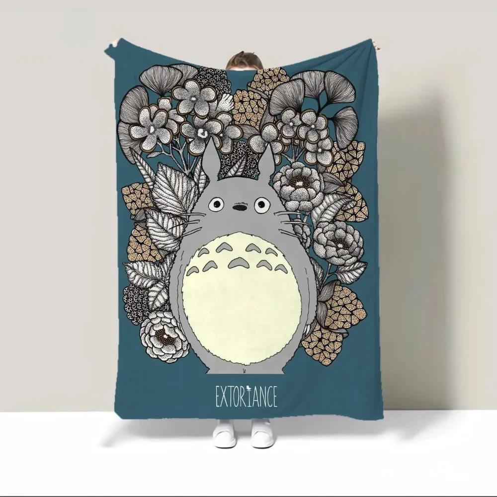 Totoro Inspired Throw Blanket for Sofa Decor  Halloween Summer Comforter Bedspread Plaid Anime Design 75X95CM