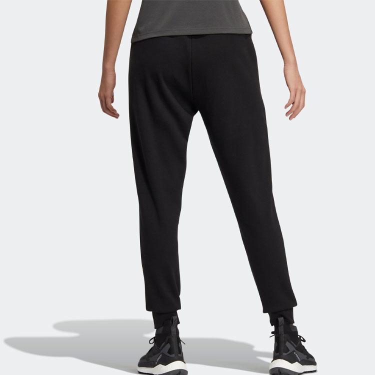 adidas Letter Print Elastic Waist Cuffed Sports Pants Women Pants Black IC4474