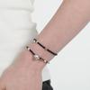 Silver Flower Charms Black Beads Bracelet
