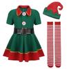Non-Toxic Children Christmas Elf Costumes Santa Claus Suit Festival Adult Family Halloween Cosplay Sets Green Elves Clothes